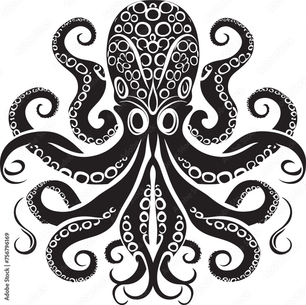 Oceanic Harmony: Octopus Mandal Art Vector Design Enchanting Spirals: Octopus Mandal Black Logo Oceanic Harmony: Octopus Mandal Art Vector Design Enchanting Spirals: Octopus Mandal Black Logo