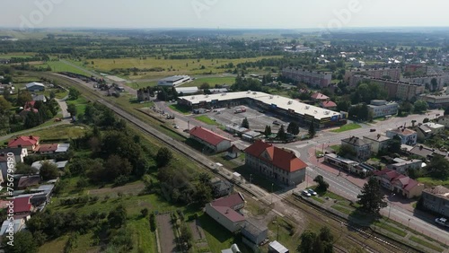 Beautiful Landscape Train Station Lubaczow Aerial View Poland photo