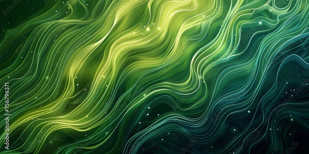 A green and blue wave with a lot of green and yellow lines - stock background. A green and blue wave with a lot of green and yellow lines - stock background.