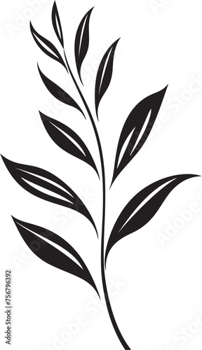 Tropical Tranquility: Onekine Exotic Plant Leaves Black Icon Botanic Serenity: Onekine Tropical Leaves Black Logo Design © BABBAN