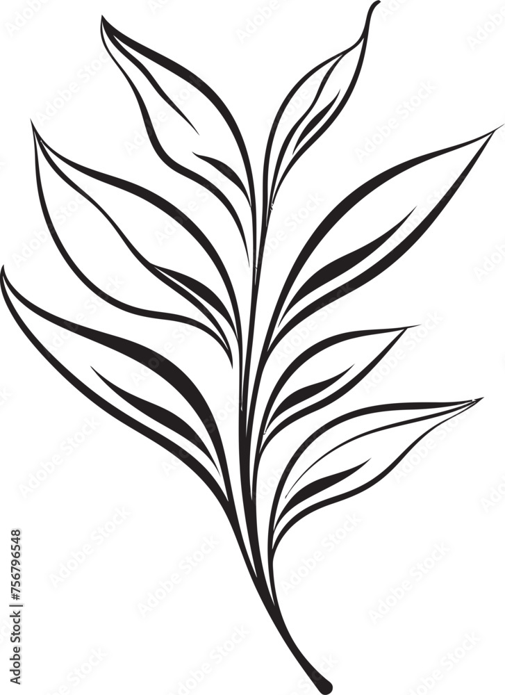 Fototapeta premium Verdant Flora Symphony: Onekine Tropical Leaves Vector Icon Design Exotic Foliage Charm: Onekine Tropical Plant Leaves Black Logo Vector