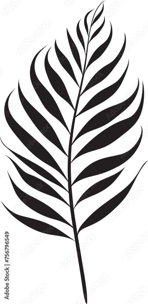 Tropical Serenity: Onekine Exotic Plant Leaves Black Logo Verdant Flora Symphony: Onekine Tropical Leaves Vector Icon Design