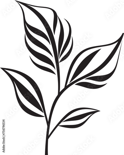 Tropical Zen Elegance: Onekine Exotic Plant Black Logo Vector Tropical Tranquility: Onekine Exotic Plant Leaves Logo Design © BABBAN