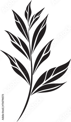 Serene Foliage Elegance  Onekine Tropical Leaves Vector Icon Botanical Bliss  Onekine Exotic Plant Black Logo