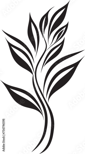 Leafy Luxuriance: Onekine Tropical Leaves Vector Black Icon Exotic Foliage Elegance: Onekine Tropical Plant Leaves Vector Black Logo