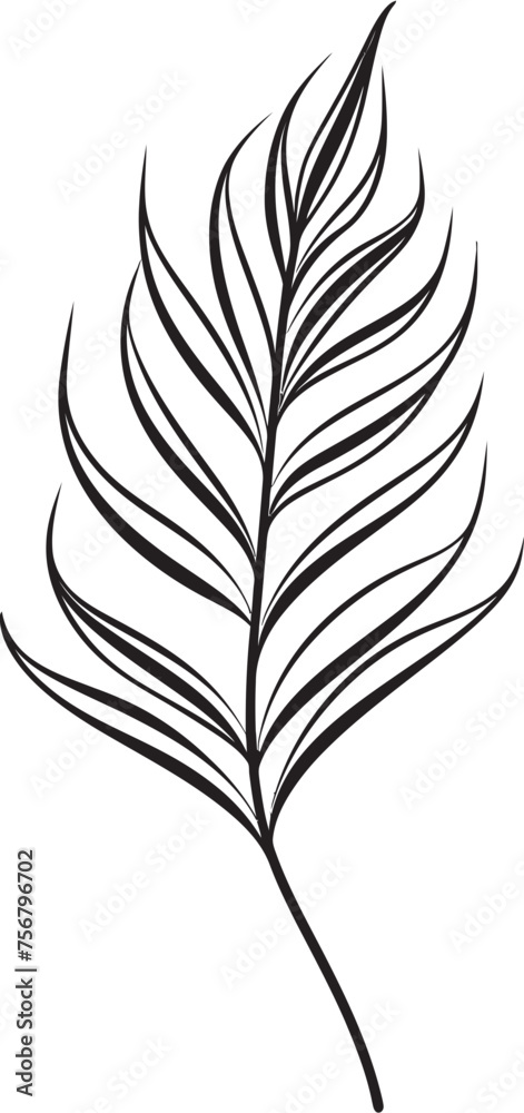 Naklejka premium Verdant Oasis: Onekine Exotic Plant Black Logo Leafy Luxuriance: Onekine Tropical Leaves Vector Black Icon