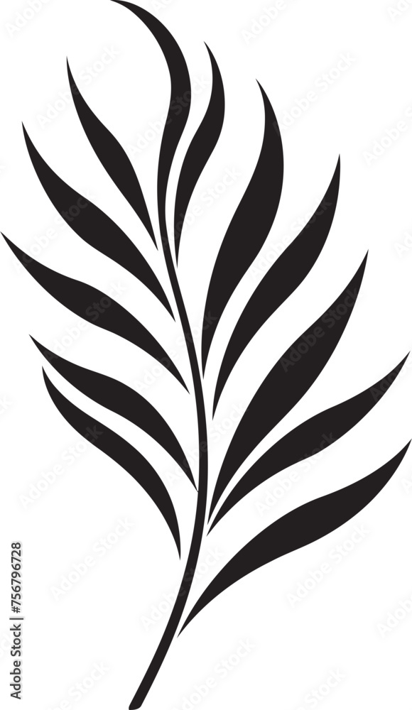Verdant Flora Symphony: Onekine Tropical Leaves Vector Icon Design Exotic Foliage Charm: Onekine Tropical Plant Leaves Black Logo Vector