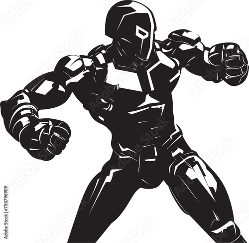 Steel Titan: Robot Boxer Vector Design Techno Boxer: Robot Boxer Black Logo Design