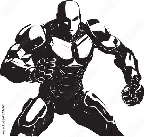 Titanium Champion: Robot Boxer Black Logo Icon Mechanical Fighter: Robot Boxer Vector Black Icon