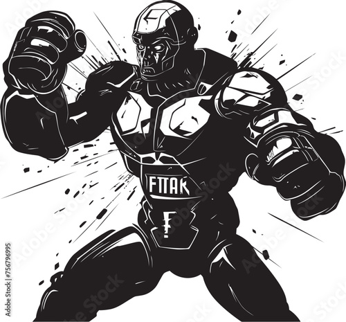Titanium Champion: Robot Boxer Black Logo Icon Mechanical Fighter: Robot Boxer Vector Black Icon