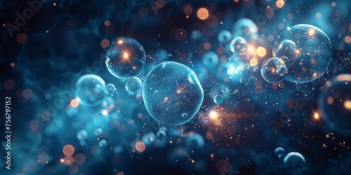 A blue and orange galaxy of bubbles - stock background.