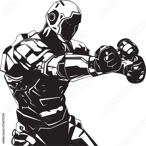 Steel Showdown: Robot Boxer Vector Design Circuit Champion: Robot Boxer Black Logo Design