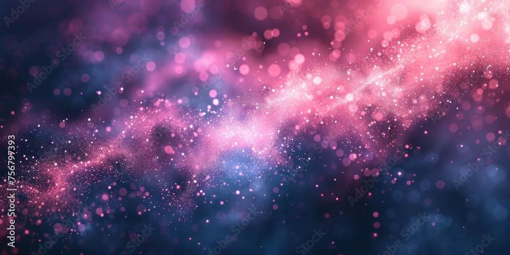 Fototapeta premium A galaxy of pink and blue stars with a purple streak - stock background.