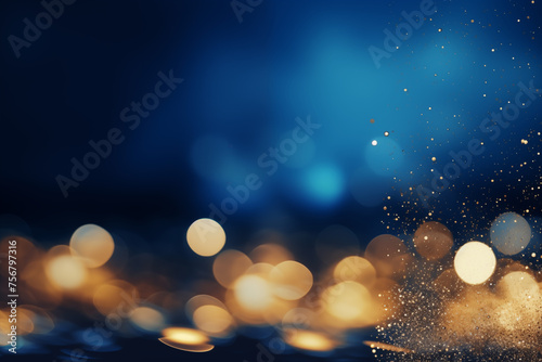 Abstract blue and gold effect New Year's Eve celebration wedding merry christmas parties birthdays blue and gold abstract colorful background for decoration photo