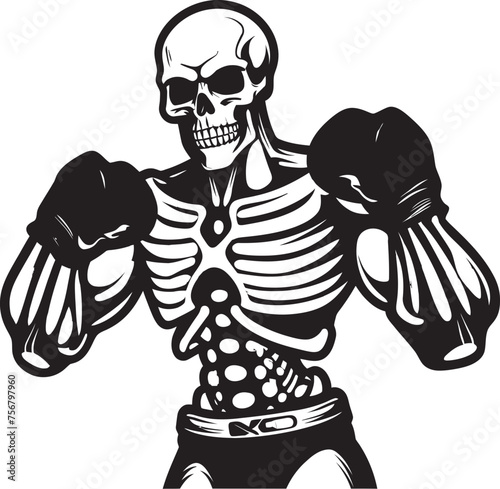 Bone Breaker  Skeleton Boxer Vector Black Logo Death Match  Skeleton Boxing Black Logo Design