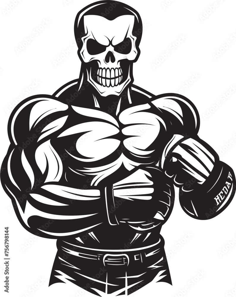 Undead Uppercut: Skeleton Boxing Black Logo Grim Jabber: Skeleton Boxer Vector Black Icon