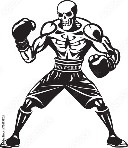 Phantom Pugilist: Skeleton Boxer Vector Black Icon Eerie Fight Night: Skeleton Boxing Black Logo Icon Design