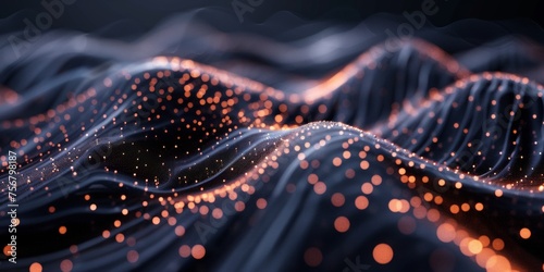 A black and orange wave with many dots - stock background.