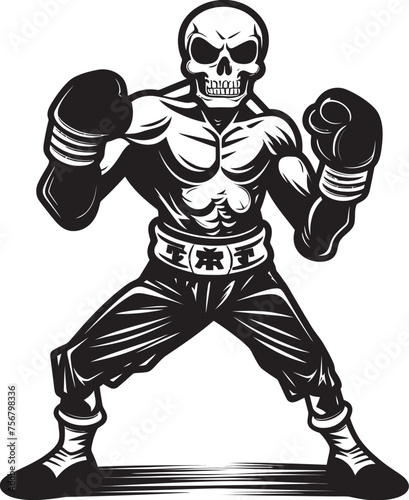 Grim Puncher: Skeleton Boxer Vector Black Icon Skeletal Showdown: Skeleton Boxing Black Logo Icon Design