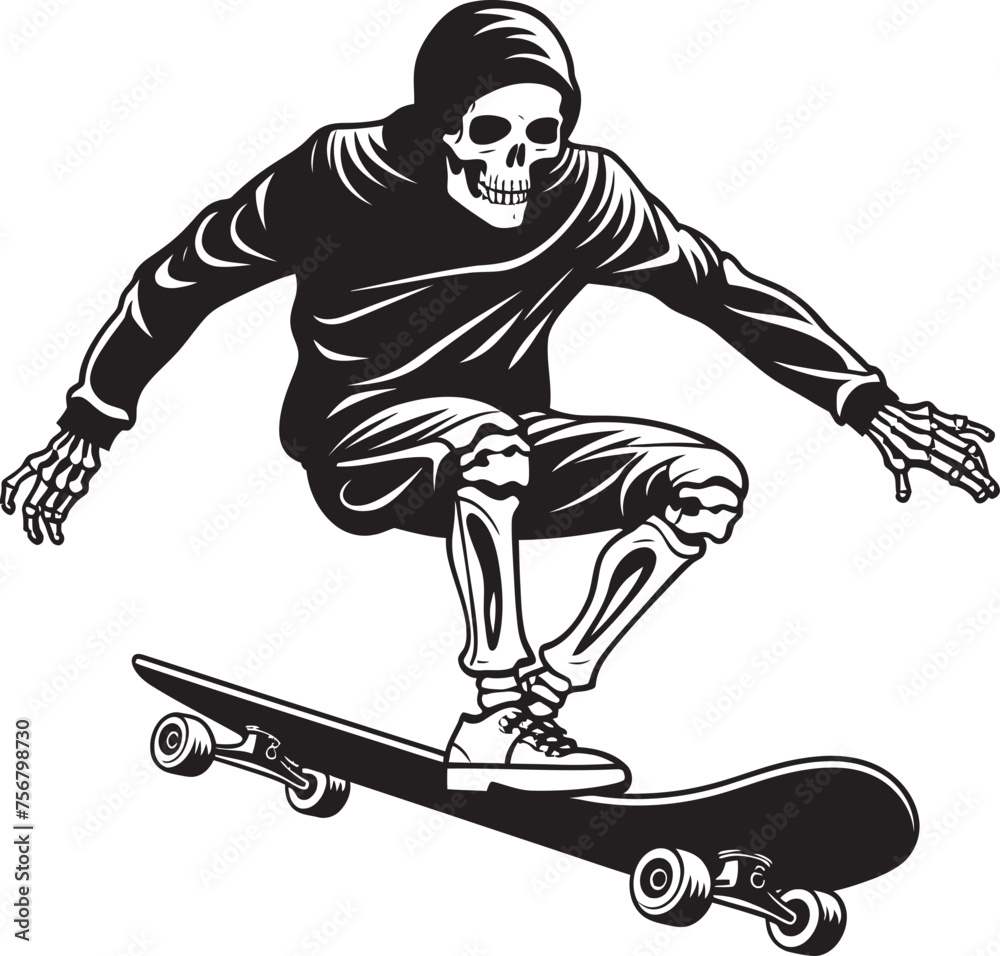 Bone Cruisin': Skeleton Riding Skateboard Vector Icon Grim Grind: Skeleton on Skateboard Black Logo Bone Cruisin': Skeleton Riding Skateboard Vector Icon Grim Grind: Skeleton on Skateboard Black Logo