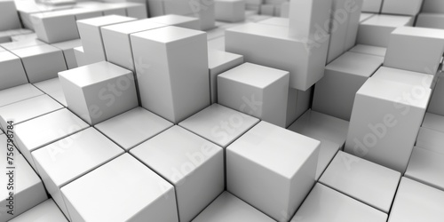 A white cube wall with many white cubes - stock background.