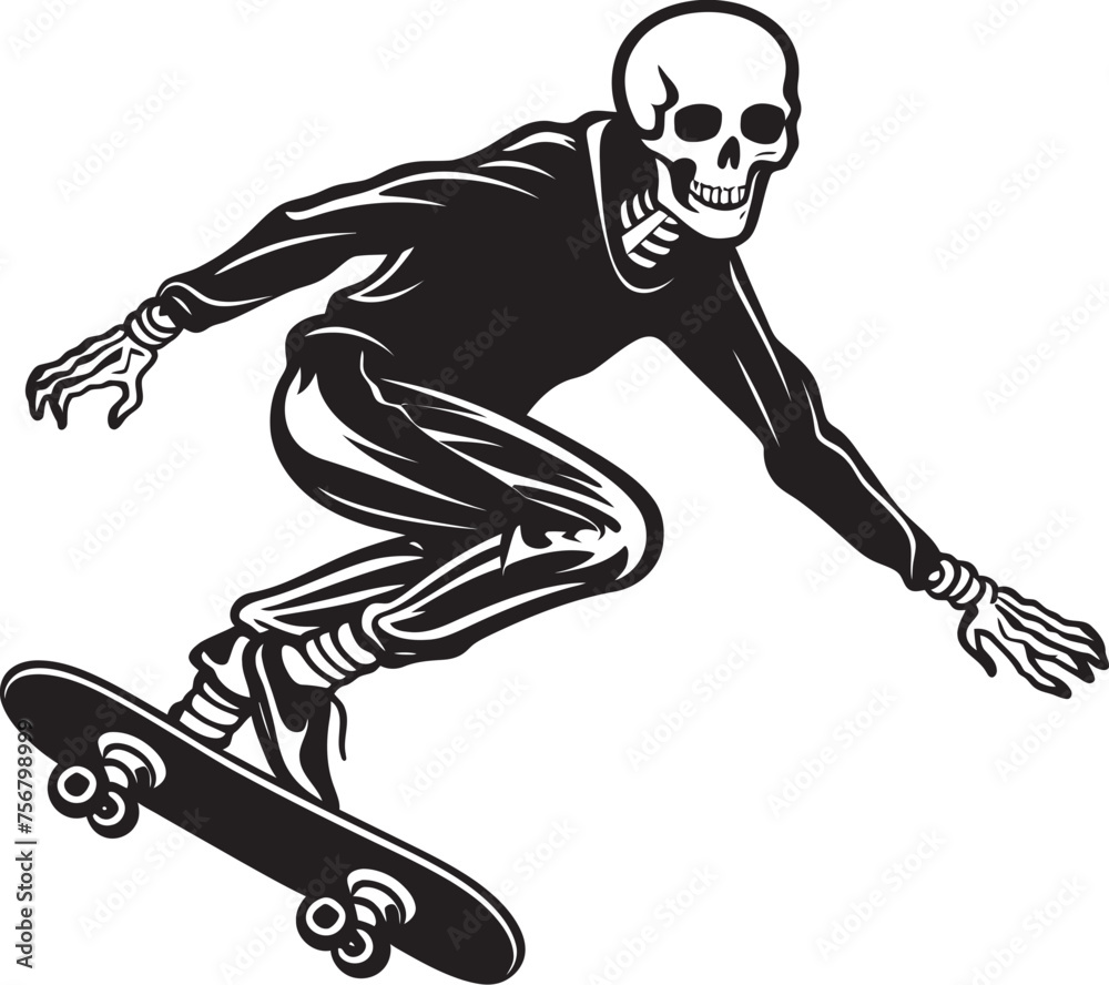 Skeletal Shred: Skateboard Skeleton Black Logo Design Bone Rider: Skeleton on Skateboard Vector Icon Skeletal Shred: Skateboard Skeleton Black Logo Design Bone Rider: Skeleton on Skateboard Vector Icon