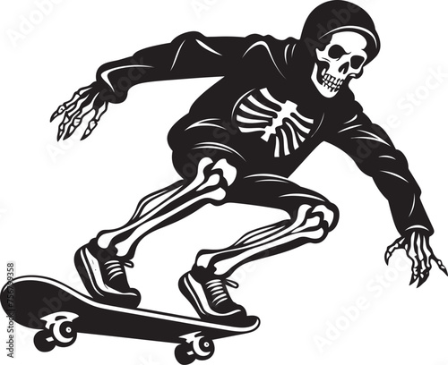 Spine Chiller: Skeleton Skateboarder Black Icon Ramp Rattler: Skeleton Riding Skateboard Black Logo