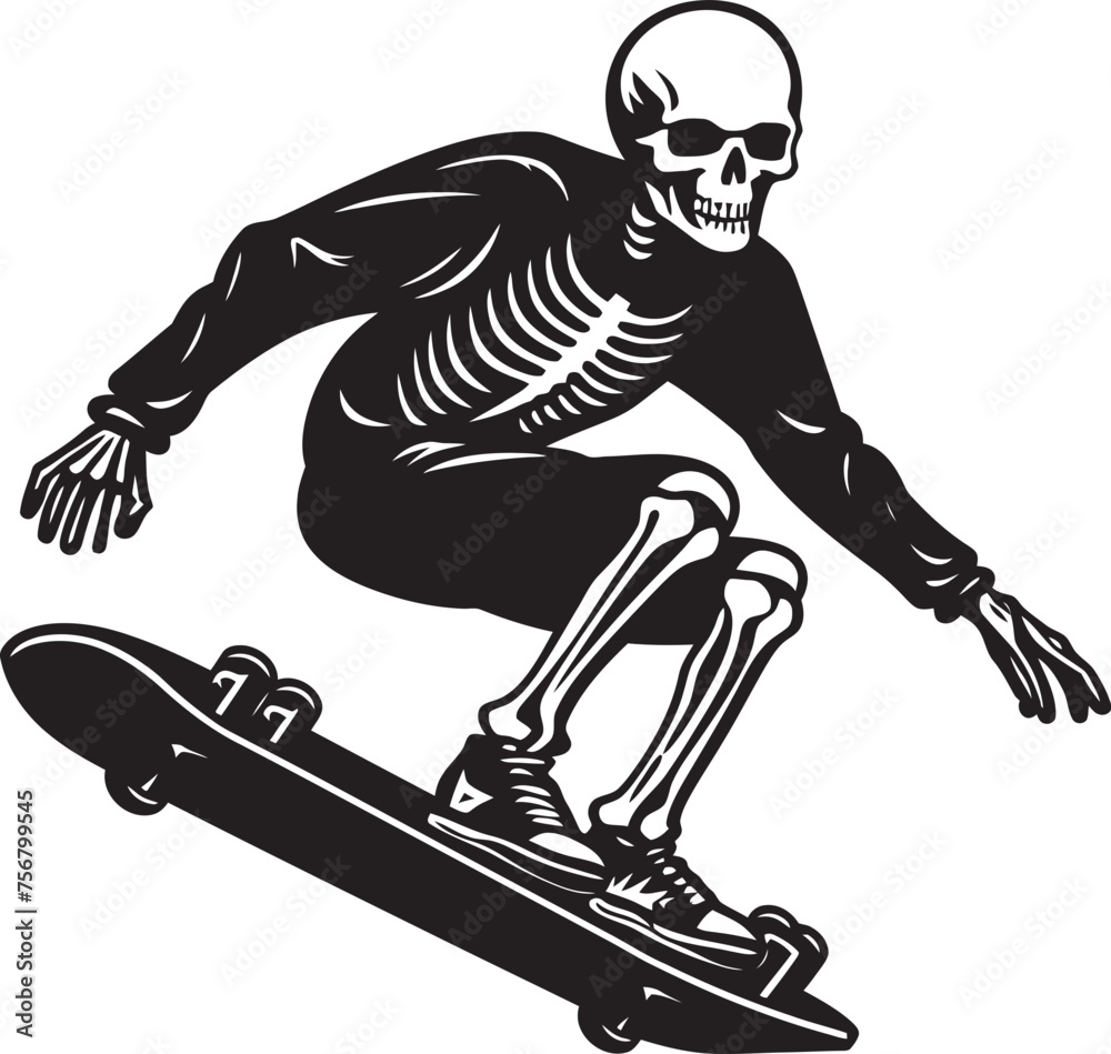 Skully Skater: Skeleton Riding Skateboard Vector Black Icon Bone Boarder: Skeleton on Skateboard Black Logo Icon Design Skully Skater: Skeleton Riding Skateboard Vector Black Icon Bone Boarder: Skeleton on Skateboard Black Logo Icon Design