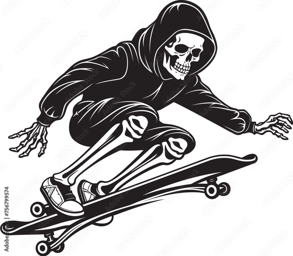 Skater Skeleton: Skateboard Black Logo Icon Design Bone Shredder: Skeleton Riding Skateboard Vector Design Skater Skeleton: Skateboard Black Logo Icon Design Bone Shredder: Skeleton Riding Skateboard Vector Design