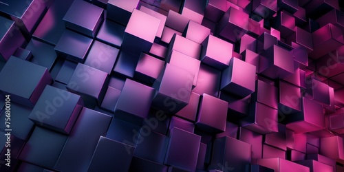 A colorful image of pink and blue cubes arranged in a pattern - stock background.