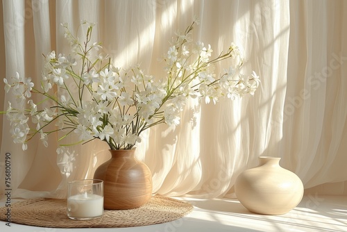 vase with white flowers.  © CreativeCreations