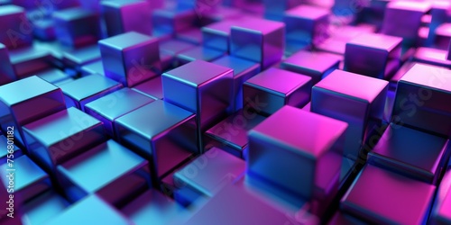 A close up of a bunch of blue cubes - stock background.