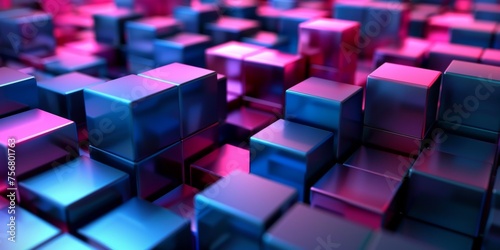 A close up of a bunch of blue cubes - stock background. © ColdFire