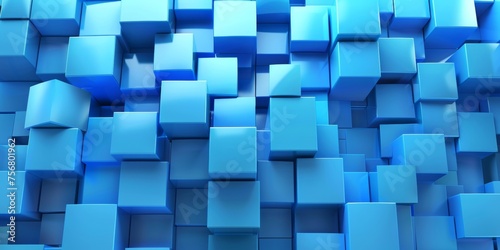 A blue background with many blue cubes - stock background.