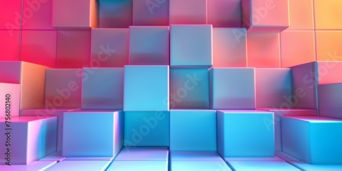 A colorful wall made of cubes - stock background.