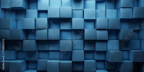 A blue wall made of blocks - stock background.