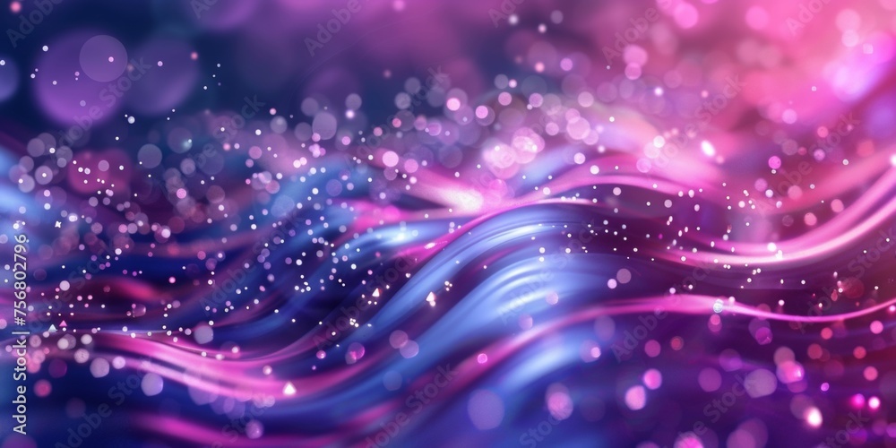 A purple and blue wave with pink and blue sparkles - stock background. A purple and blue wave with pink and blue sparkles - stock background.