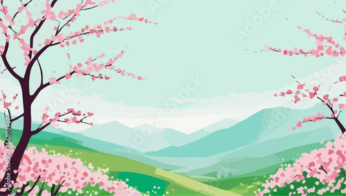 17Floral Haven: Scenic Spring Mountainside with Flowers