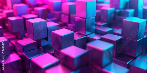 A close up of a bunch of purple cubes - stock background.