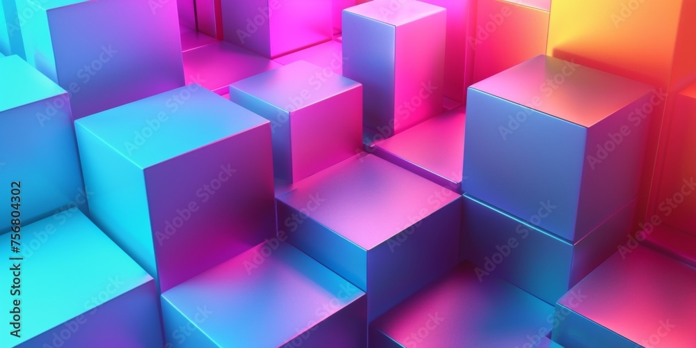 A colorful image of blocks in various shades of blue, purple, and pink - stock background.