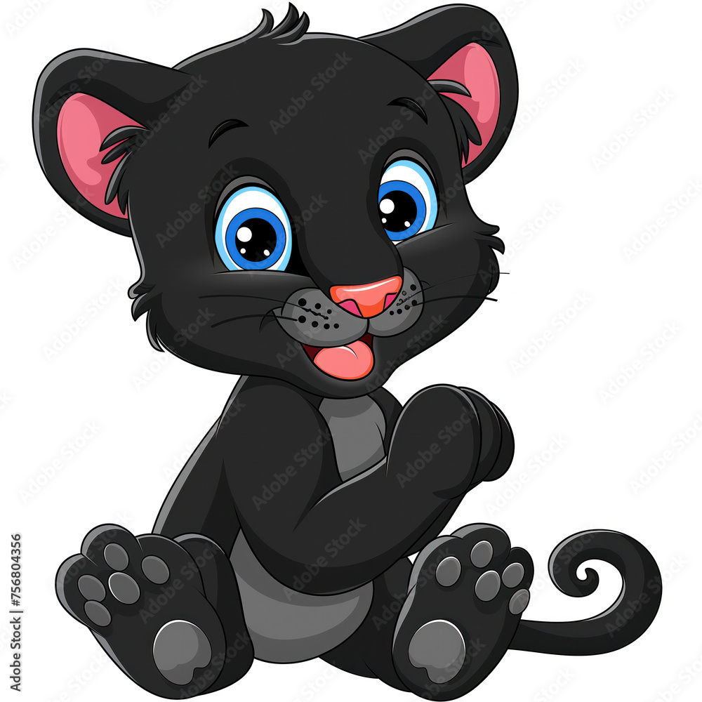 Cute Funny Cartoon Panther, Illustration for Children Book, Generative AI