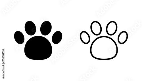 Paw icon set. paw print icon vector. dog or cat paw
