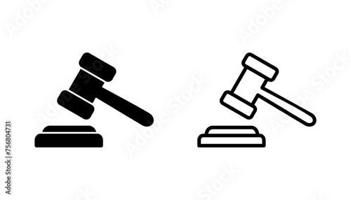 Gavel icon set. judge gavel icon vector. law icon vector. auction hammer