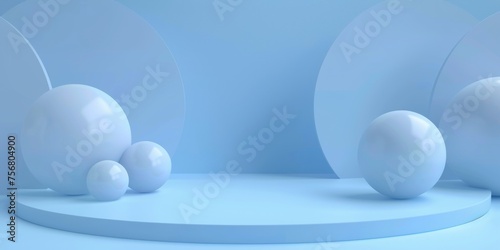 A blue background with white spheres on it - stock background.