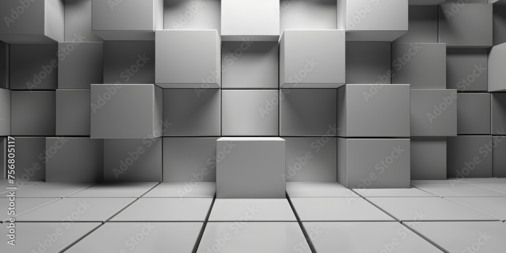A white room with a white box in the middle - stock background. A white room with a white box in the middle - stock background.