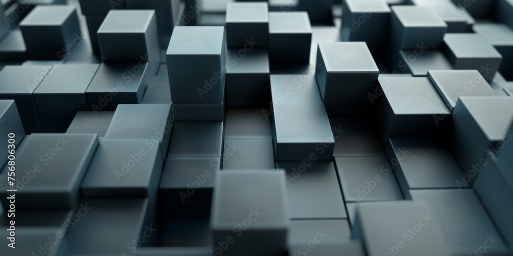 A close up of a wall of black cubes - stock background. A close up of a wall of black cubes - stock background.