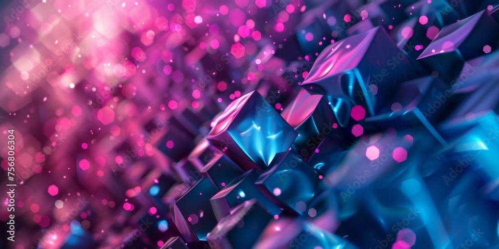 A colorful background with many blue and pink cubes - stock background. A colorful background with many blue and pink cubes - stock background.