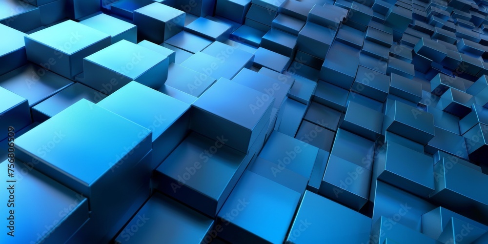 Fototapeta premium A blue background with many blue squares - stock background.