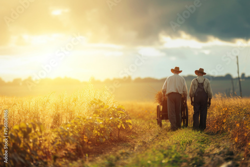 Peaceful Sunset Walk Through Blossoming Fields in the Countryside