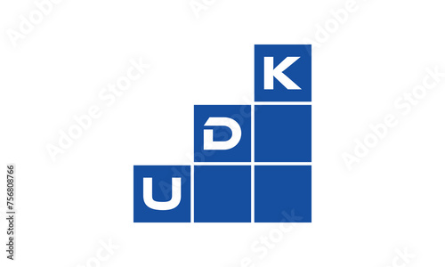 UDK initial letter financial logo design vector template. economics, growth, meter, range, profit, loan, graph, finance, benefits, economic, increase, arrow up, grade, grew up, topper, company, scale photo